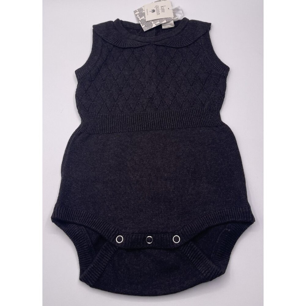 Kate Quinn Body Suit Girls Baby Size 12-18‎ Months Black Sweater Ruffle Collar